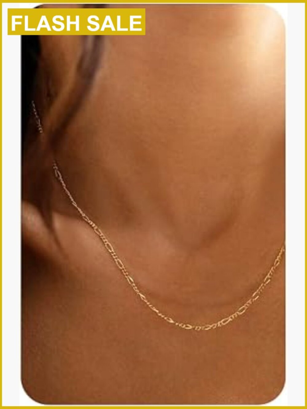 14K Gold Plated 925 Sterling Silver Figaro Chain Necklace Dainty Choker 16-18